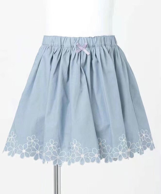 KB21Y-0517-112-女童日本專櫃品牌藍色緹花半身短裙-童裝