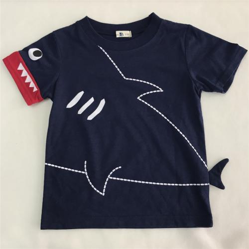 KB21Y-0524-116-男童立體鯊魚圖案設計款短袖上衣-童裝