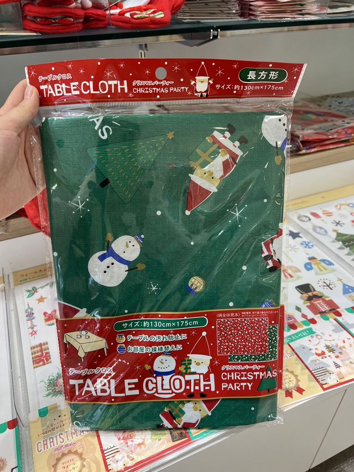 可愛雪人聖誕老人聖誕桌巾(綠色)-VAJP-1112-120