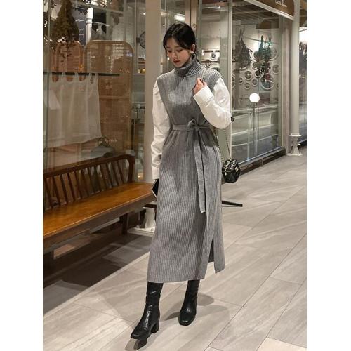 HOT-羊毛高領連身背心裙-KW-1124-055-連身裙