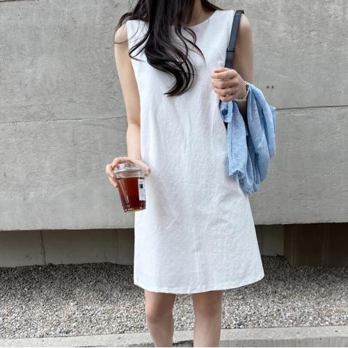HOT-韓國設計感無袖寬鬆連身裙-KW-0424-148-連身裙