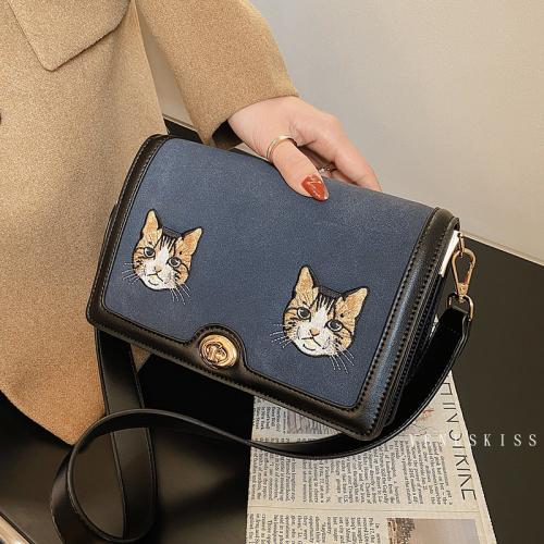 可愛貓咪刺繡斜揹小方包-VKS335-包包