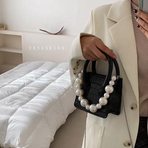 時尚優雅珍珠鍊條小巧手提斜揹包-VKS417-包包